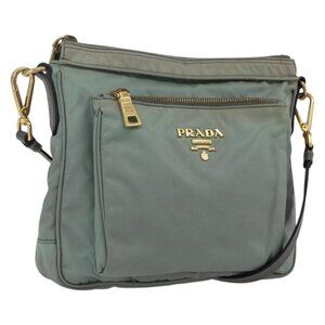 Authentic PRADA Shoulder Bag Nylon Green Gold